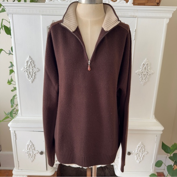 Vintage Made in Italy Brown Cashmere 1/4 Zip - Picture 4 of 9